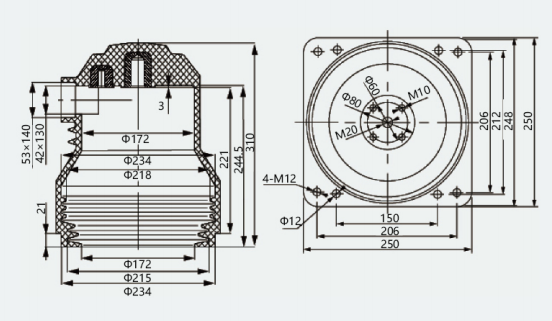CH3-100 250 2500-3150A Contact Box for Withdrawable Medium Voltage (Center-mounted) Switchgear