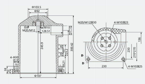 CH3-10Q 270(230) 4000A Contact Box for Withdrawable Medium Voltage (Center-mounted) Switchgear