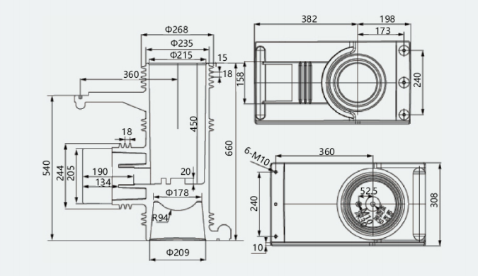CH3-35Q 660 (Dual-Pass) Shielded Contact Box, Improved Type1