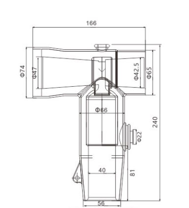 American 600A front connector dimensional drawing