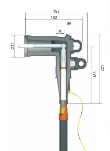 Internal structure of a YIEOU 15kV 200A loadbreak elbow