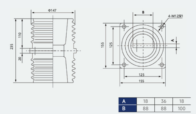 TG1-10Q 210(125×125) Bushing1