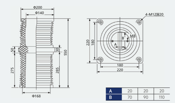 TG3-35Q 180x180x550 3AV3 Bushing1