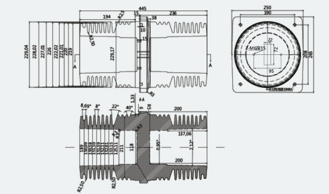TG3-35Q 190×208×445 Wall-Throught Bushing1
