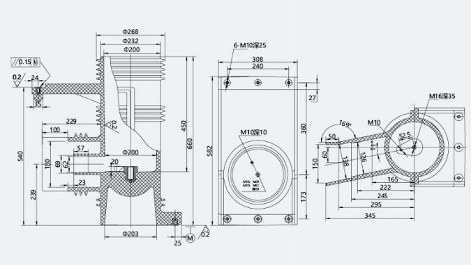 WCTH-40.5-1250-660P2 (Dual-Pass) Shielded Contact Box with Left & Right Cable Outlets1