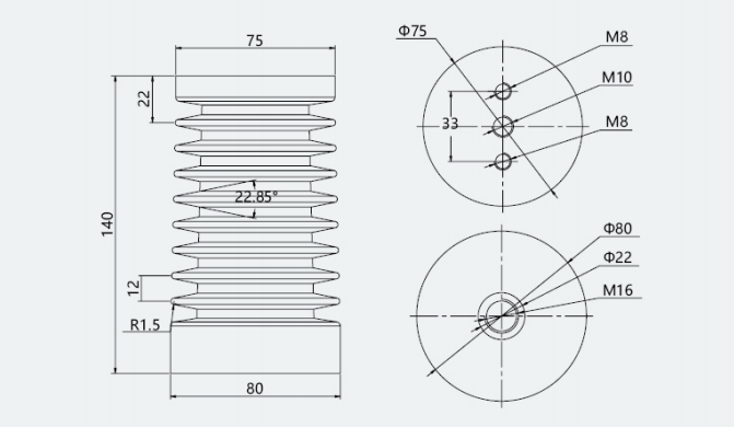 ZJ-10Q Post Insulator, φ85×140mm1