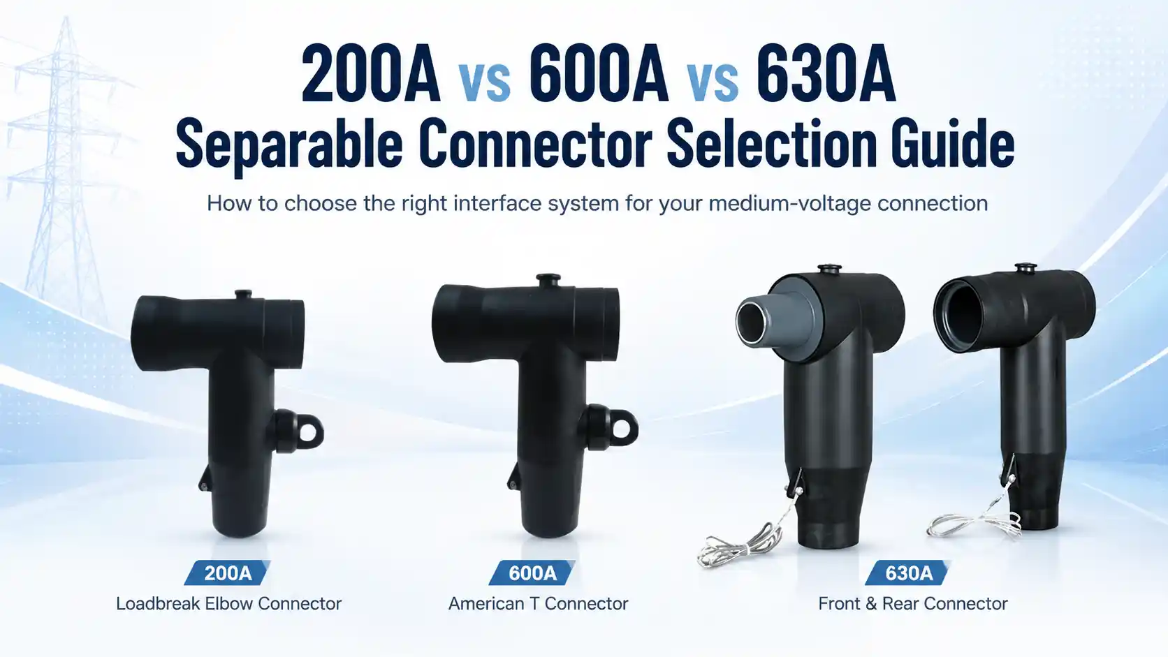 Guía de selección de conectores separables de 200 A vs 600 A vs 630 A