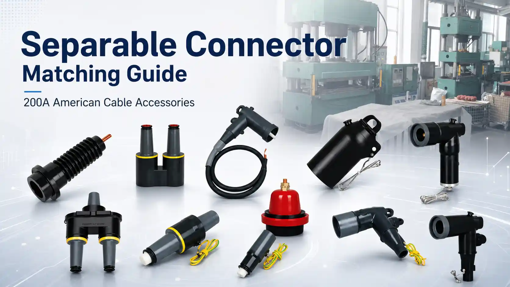 Guía de emparejamiento de conectores separables para accesorios de cable americanos de 200 A